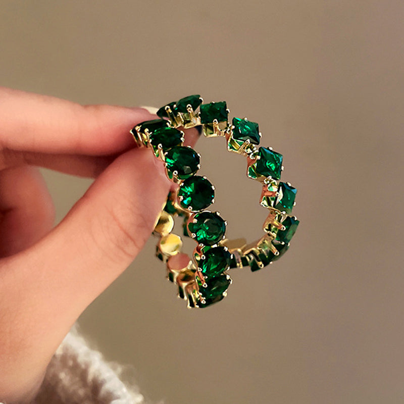 Boucles d'oreilles émeraude plaquées or 18 Carats