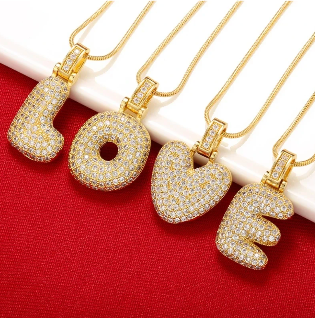 Collier Initiales en plaqué or 18 Carats avec strass