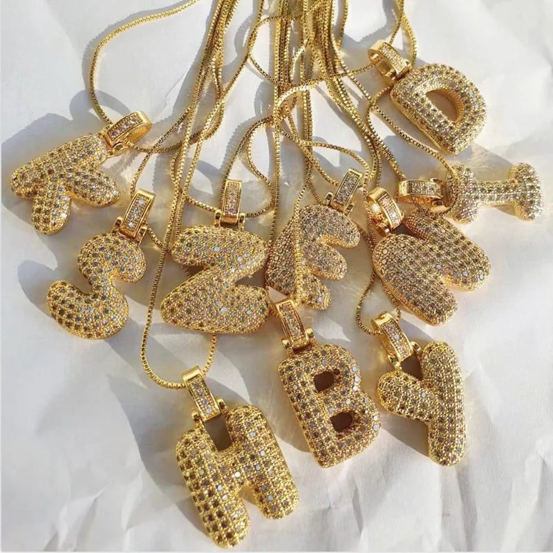 Collier Initiales en plaqué or 18 Carats avec strass
