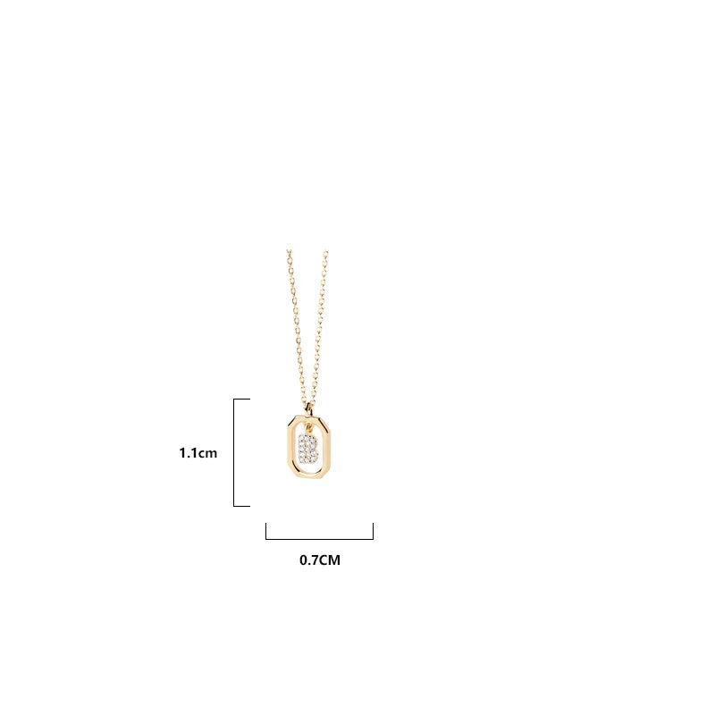 Collier d'initiales en plaqué or 18 Carats avec strass rectangulaires