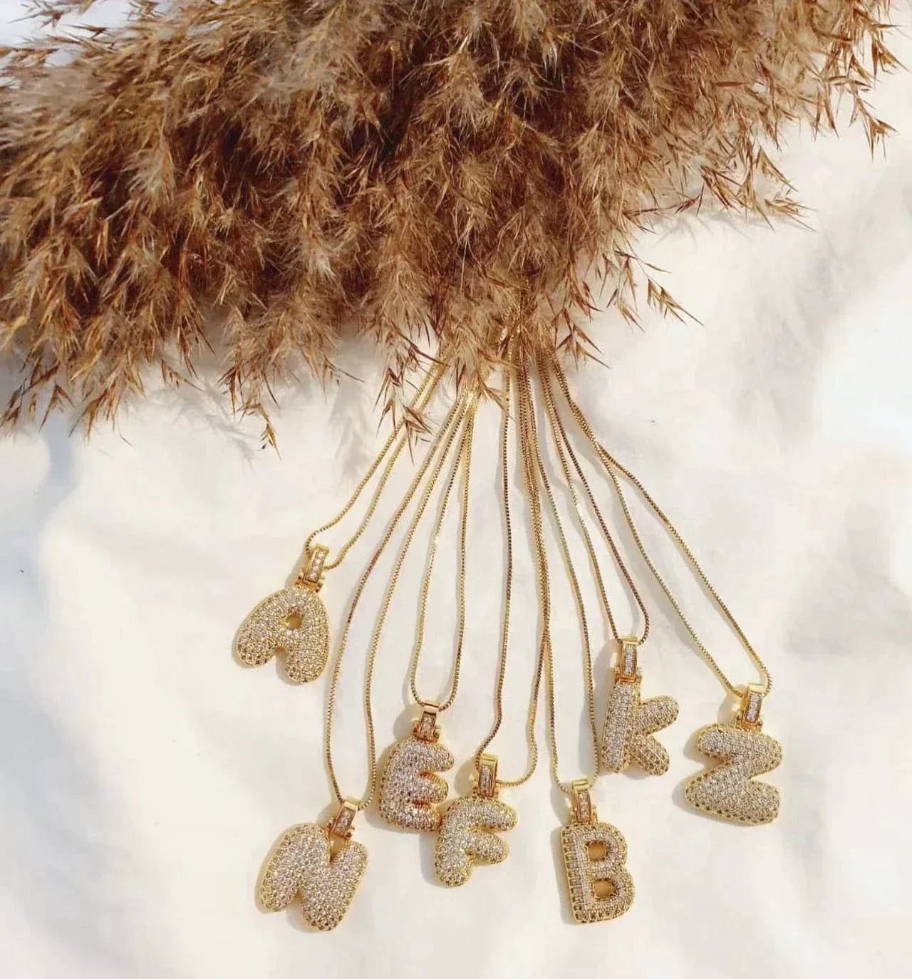 Collier Initiales en plaqué or 18 Carats avec strass